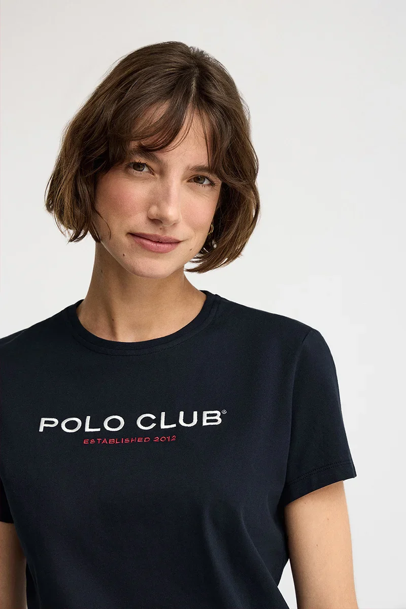Navy-blue slim-fit T-shirt with Established 2012 Polo Club embroidery - Image 2