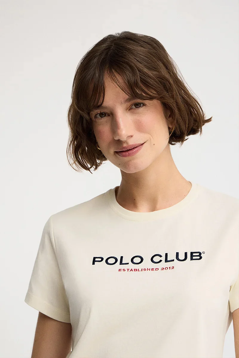 Nude slim-fit T-shirt with Established 2012 Polo Club embroidery
