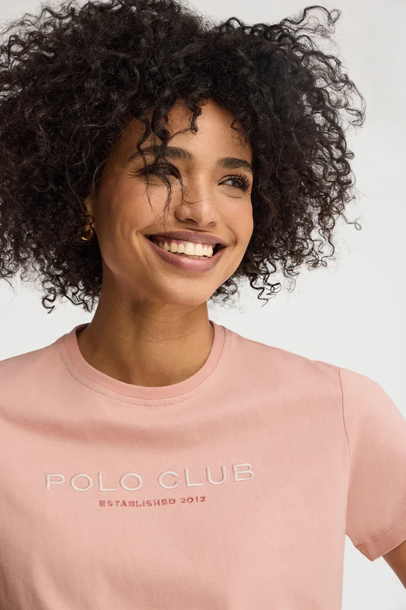 Pale-pink slim-fit T-shirt with Established 2012 Polo Club embroidery - Image 2