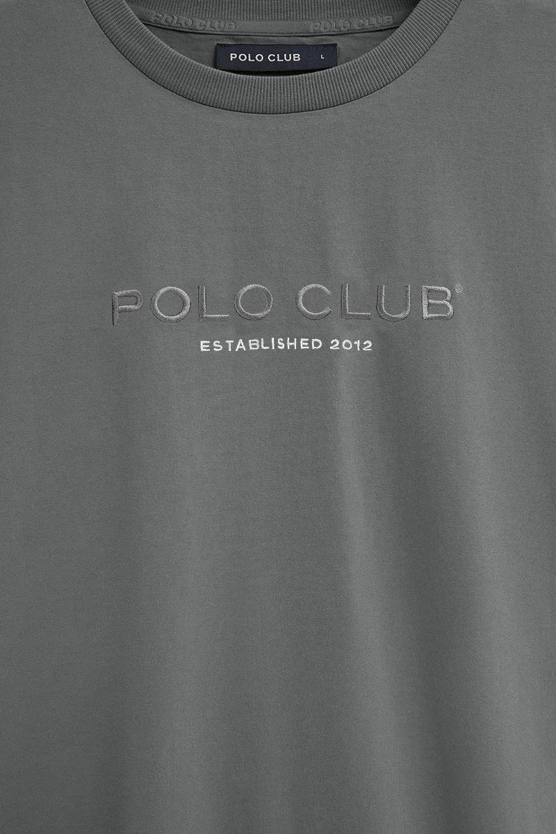 Asphalt-grey short-sleeve T-shirt with Established 2012 Polo Club embroidery - Image 7