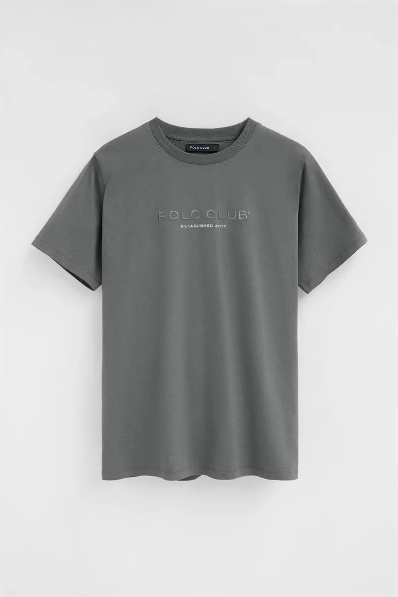 Asphalt-grey short-sleeve T-shirt with Established 2012 Polo Club embroidery - Image 9