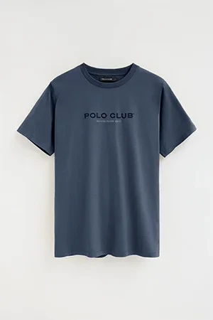 Denim-blue short-sleeve T-shirt with Established 2012 Polo Club embroidery - Image 10