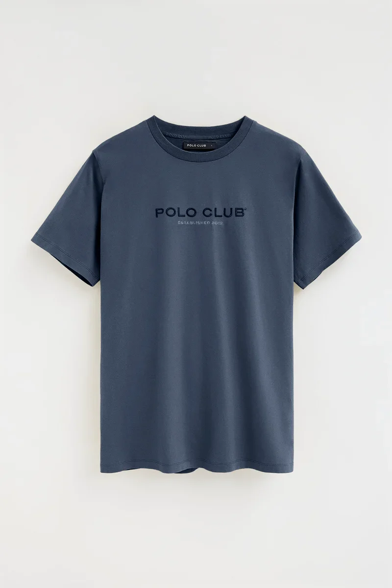 Denim-blue short-sleeve T-shirt with Established 2012 Polo Club embroidery - Image 9