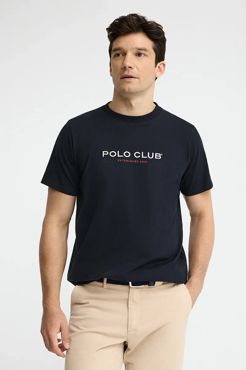 Navy-blue short-sleeve T-shirt with Established 2012 Polo Club embroidery - Image 2