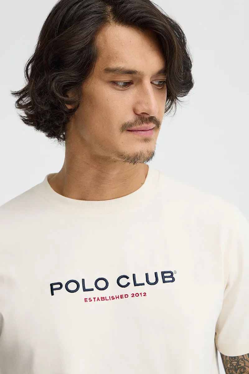 Nude short-sleeve T-shirt with Established 2012 Polo Club embroidery - Image 3