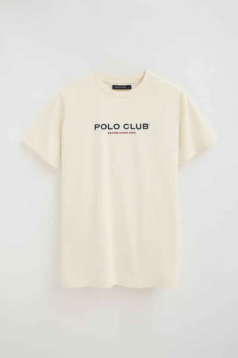Nude short-sleeve T-shirt with Established 2012 Polo Club embroidery - Image 6