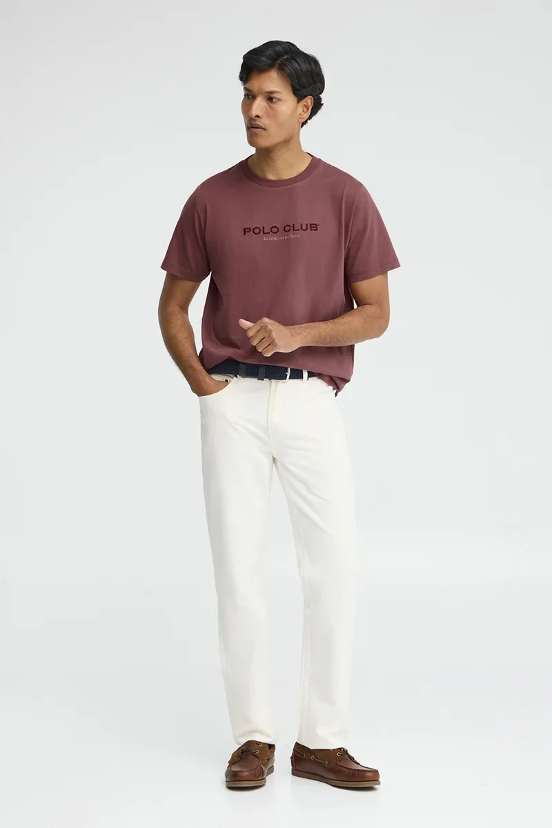 Wine-pink short-sleeve T-shirt with Established 2012 Polo Club embroidery - Image 4