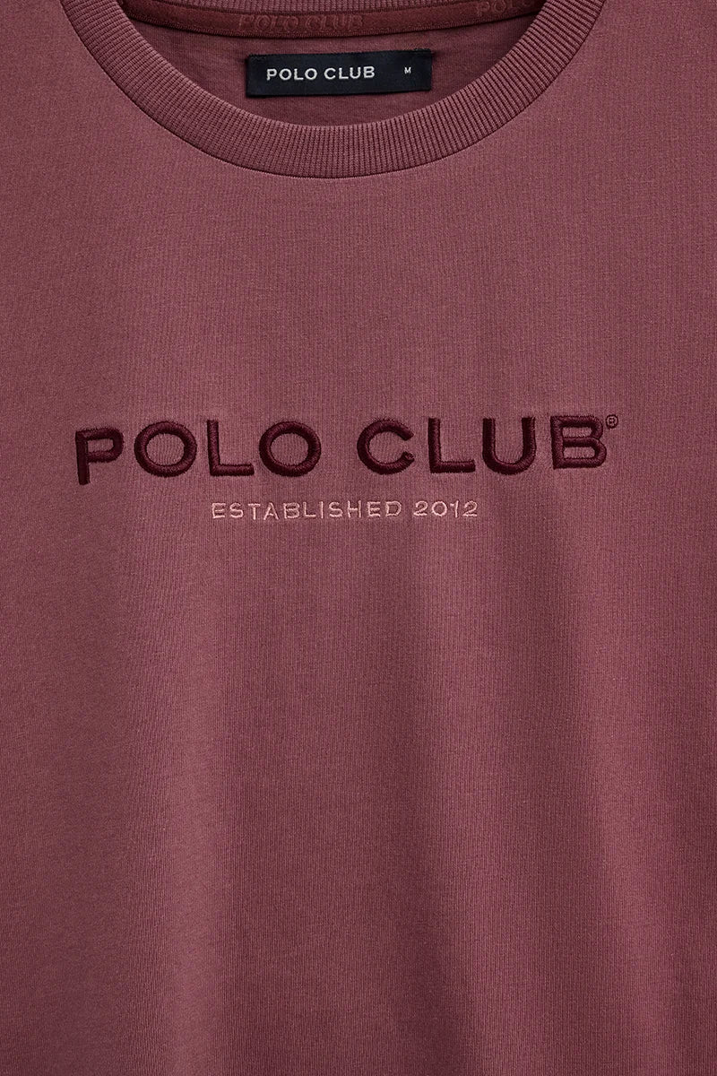Wine-pink short-sleeve T-shirt with Established 2012 Polo Club embroidery - Image 7