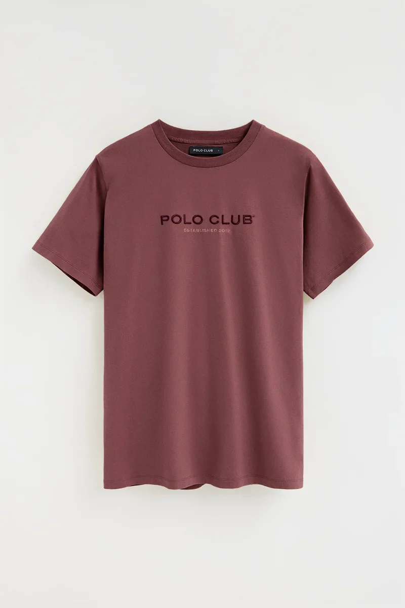 Wine-pink short-sleeve T-shirt with Established 2012 Polo Club embroidery - Image 9
