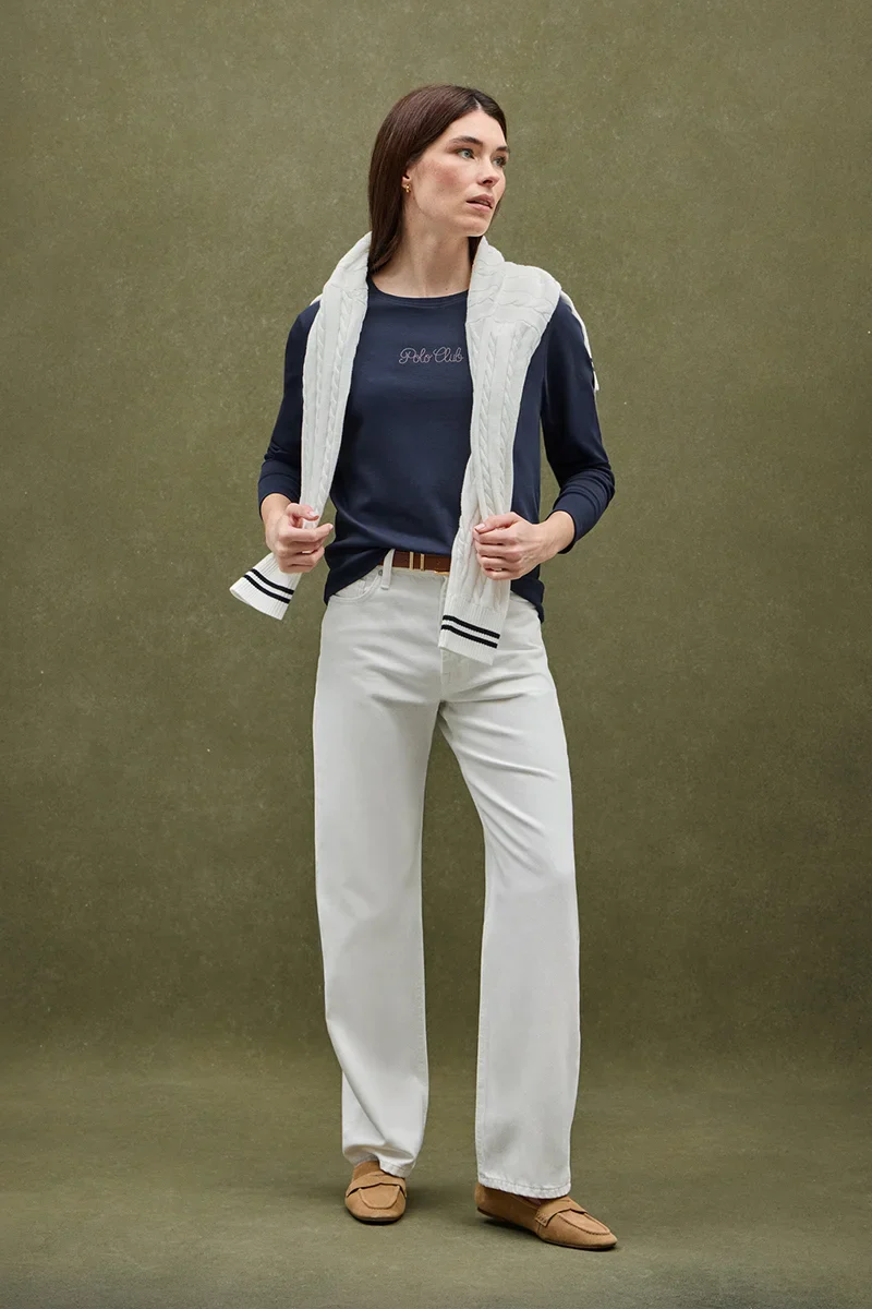 Navy-blue long-sleeve T-shirt with Polo Club rhinestones - Image 5