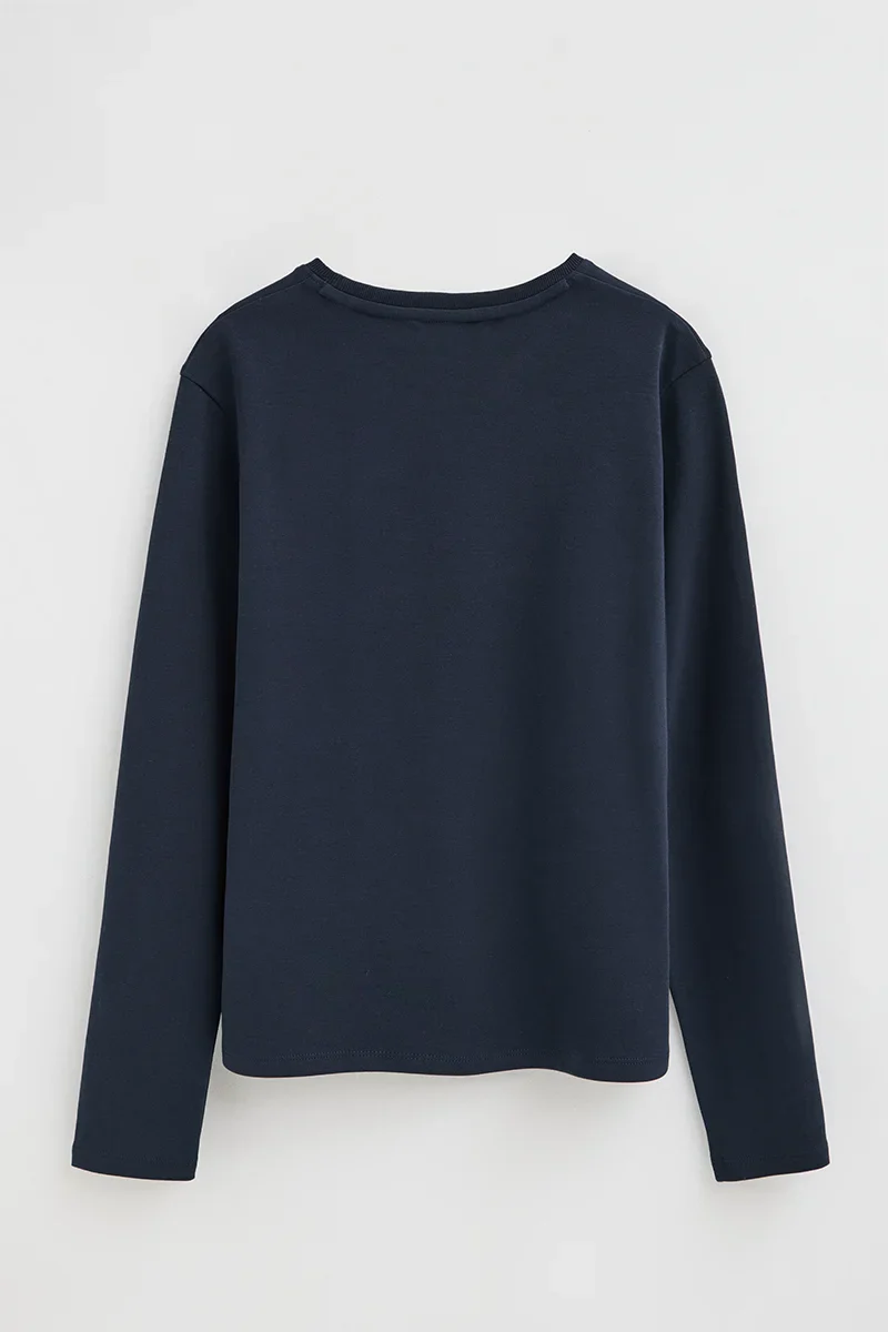 Navy-blue long-sleeve T-shirt with Polo Club rhinestones - Image 8