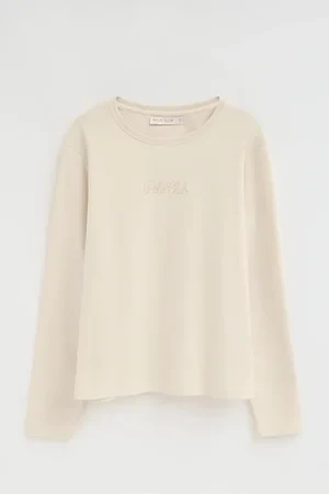 Cream long-sleeve T-shirt with Polo Club rhinestones - Image 10