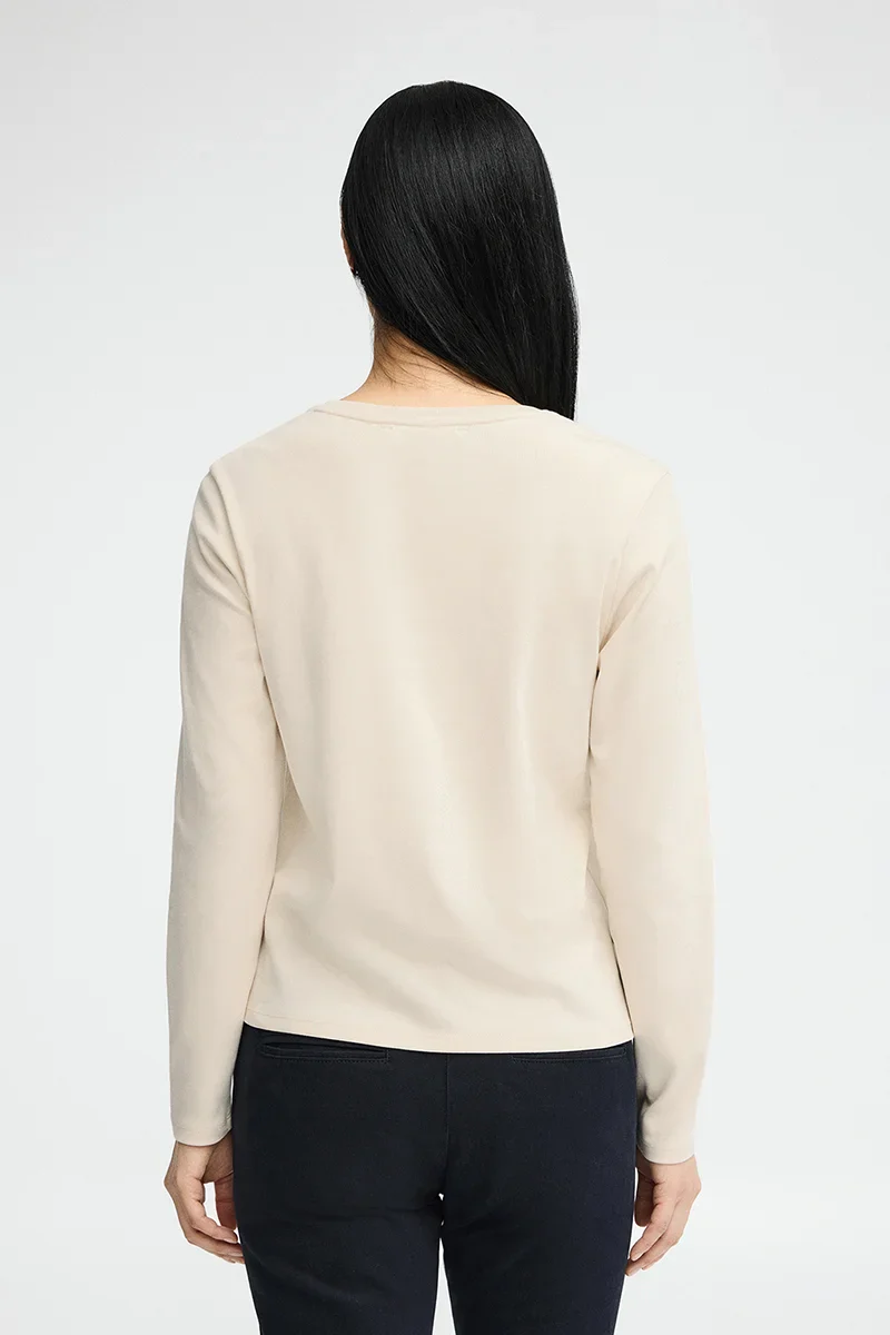 Cream long-sleeve T-shirt with Polo Club rhinestones - Image 4
