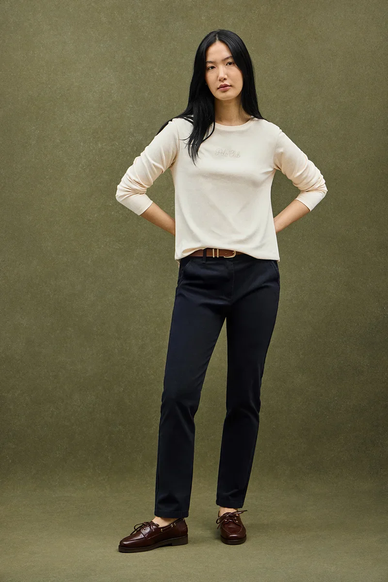 Cream long-sleeve T-shirt with Polo Club rhinestones - Image 5