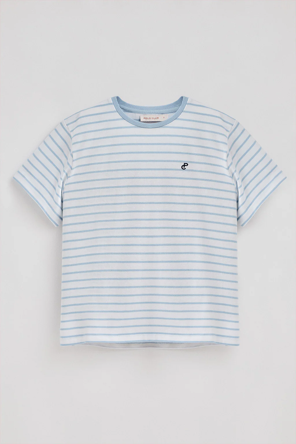 Light-blue and beige striped T-shirt with embroidered monogram - Image 7