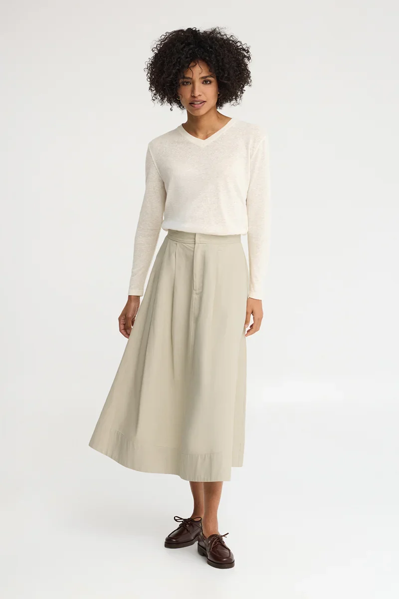 Nude long-sleeve linen-blend T-shirt with Polo Club logo - Image 4