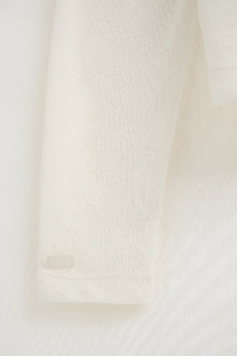 Nude long-sleeve linen-blend T-shirt with Polo Club logo - Image 7