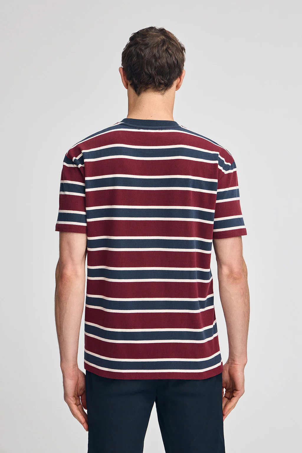 Blue and maroon striped T-shirt with Polo Club rubber logo - Image 2
