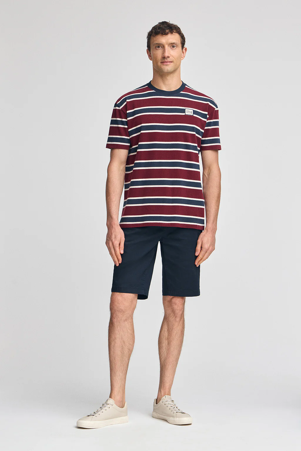 Blue and maroon striped T-shirt with Polo Club rubber logo - Image 4