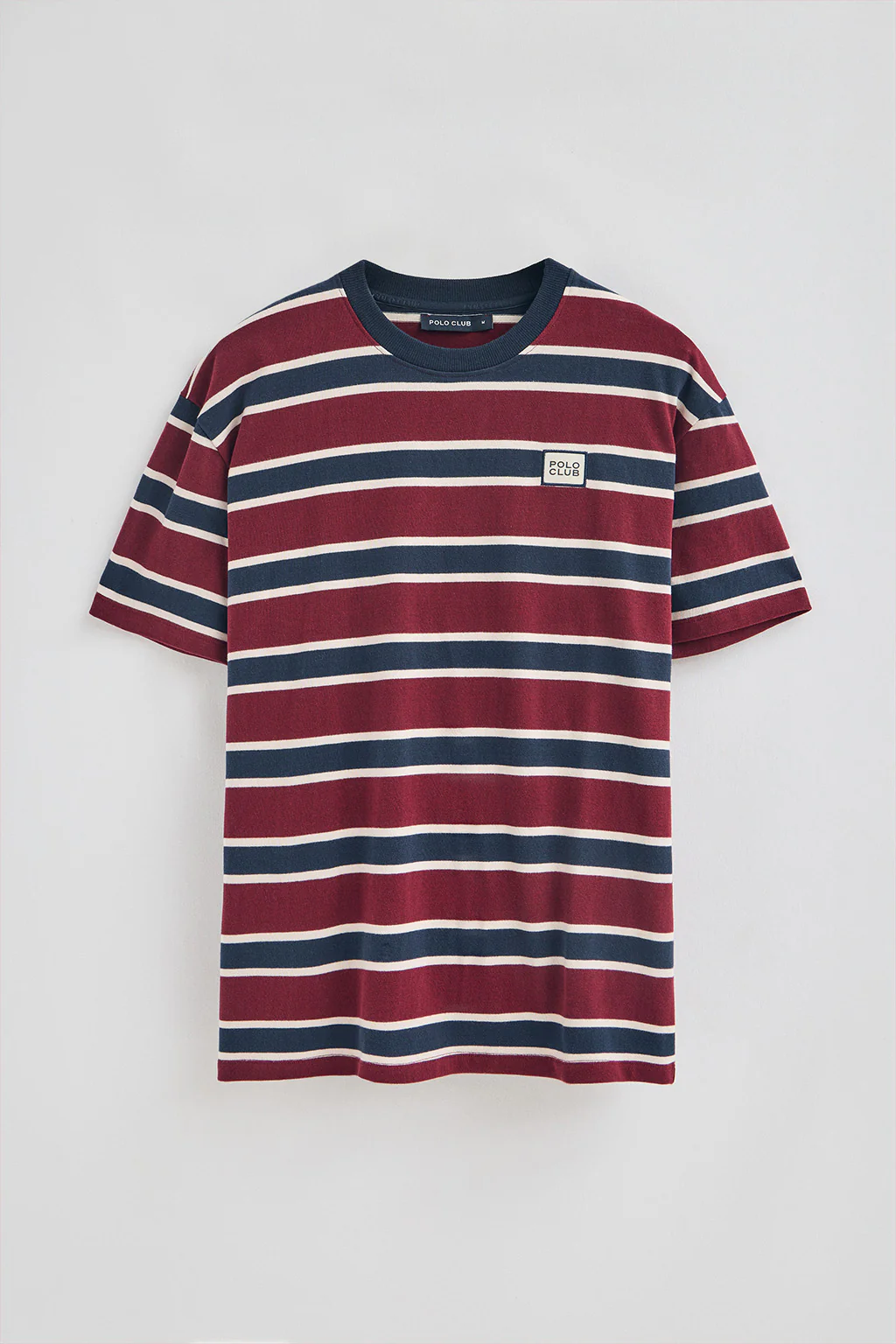 Blue and maroon striped T-shirt with Polo Club rubber logo - Image 5