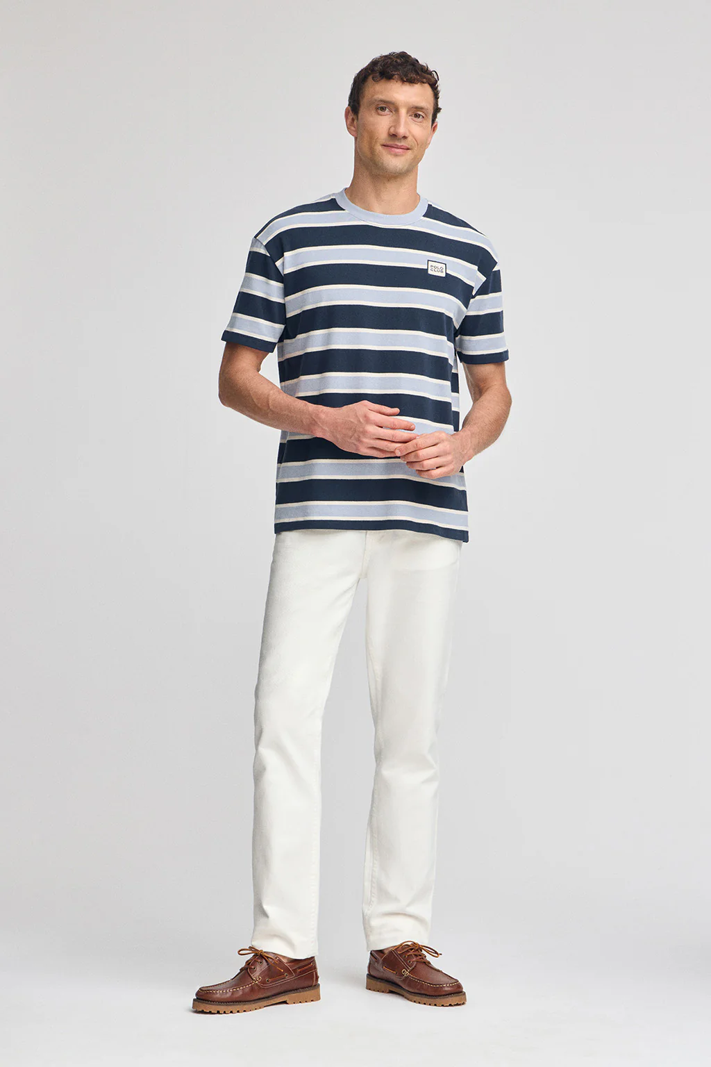 Blue striped T-shirt with Polo Club rubber logo - Image 4
