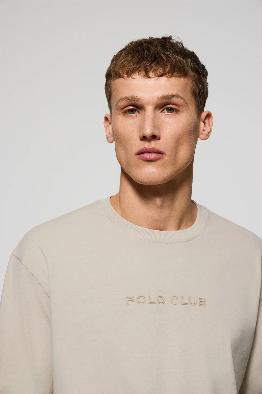 Beige long-sleeve tee Hermes with Rigby Go rubber logo - Image 3