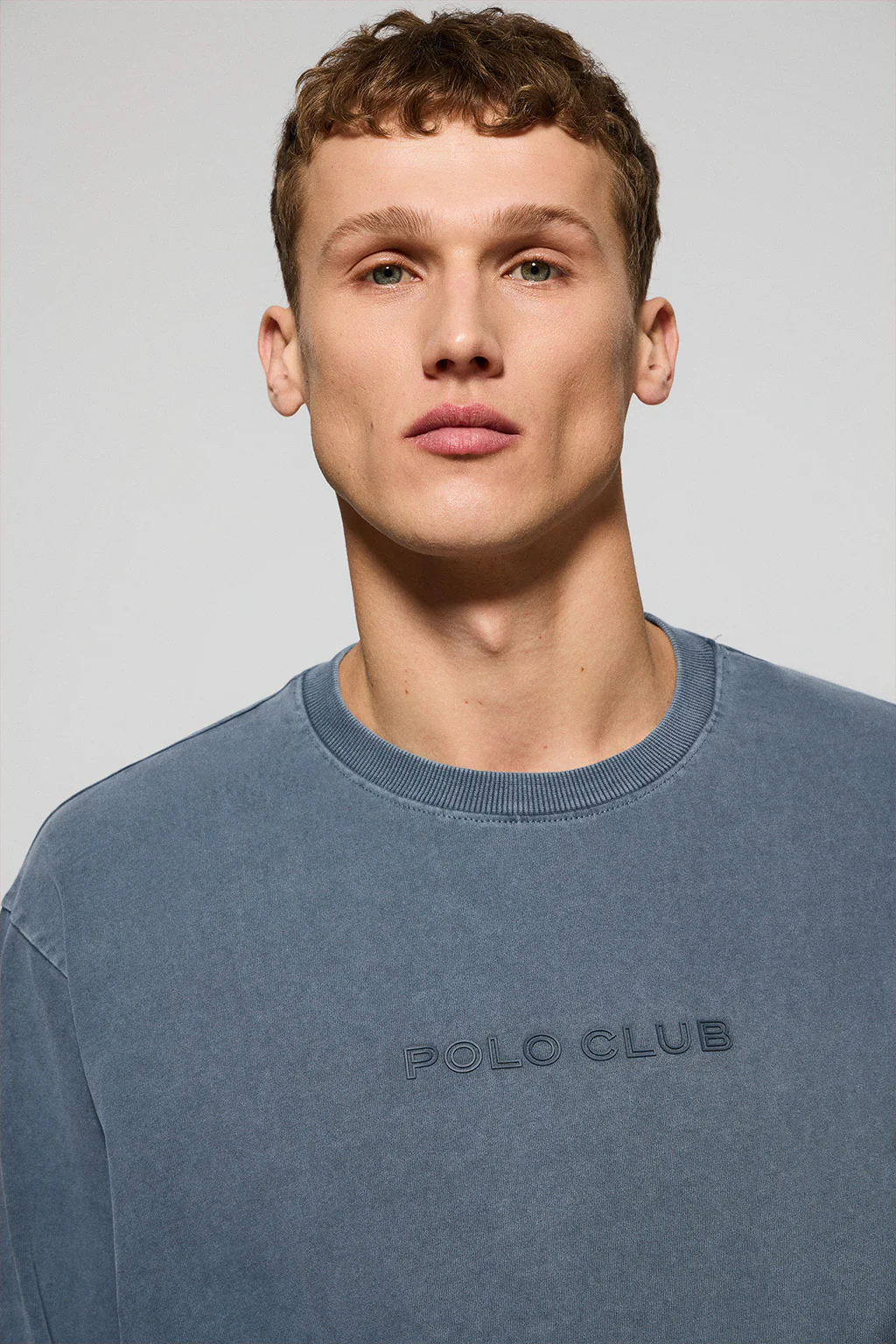 Denim-blue long-sleeve tee Hermes with Rigby Go rubber logo - Image 3