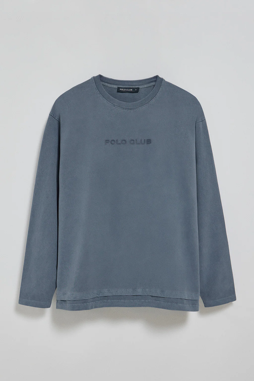 Denim-blue long-sleeve tee Hermes with Rigby Go rubber logo - Image 5