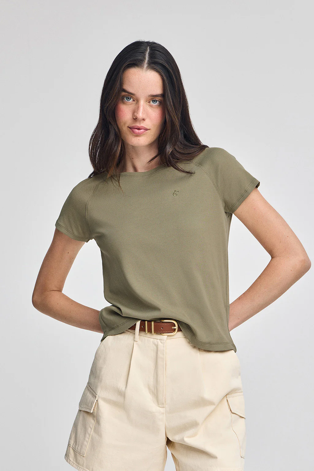 Green T-shirt Hesperia with embroidered monogram