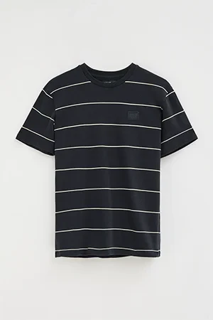 Striped T-shirt in navy blue and light yellow with Polo Club patch - Image 12