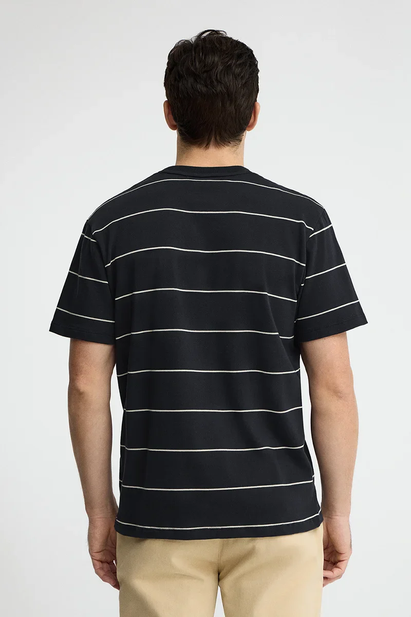 Striped T-shirt in navy blue and light yellow with Polo Club patch - Image 5