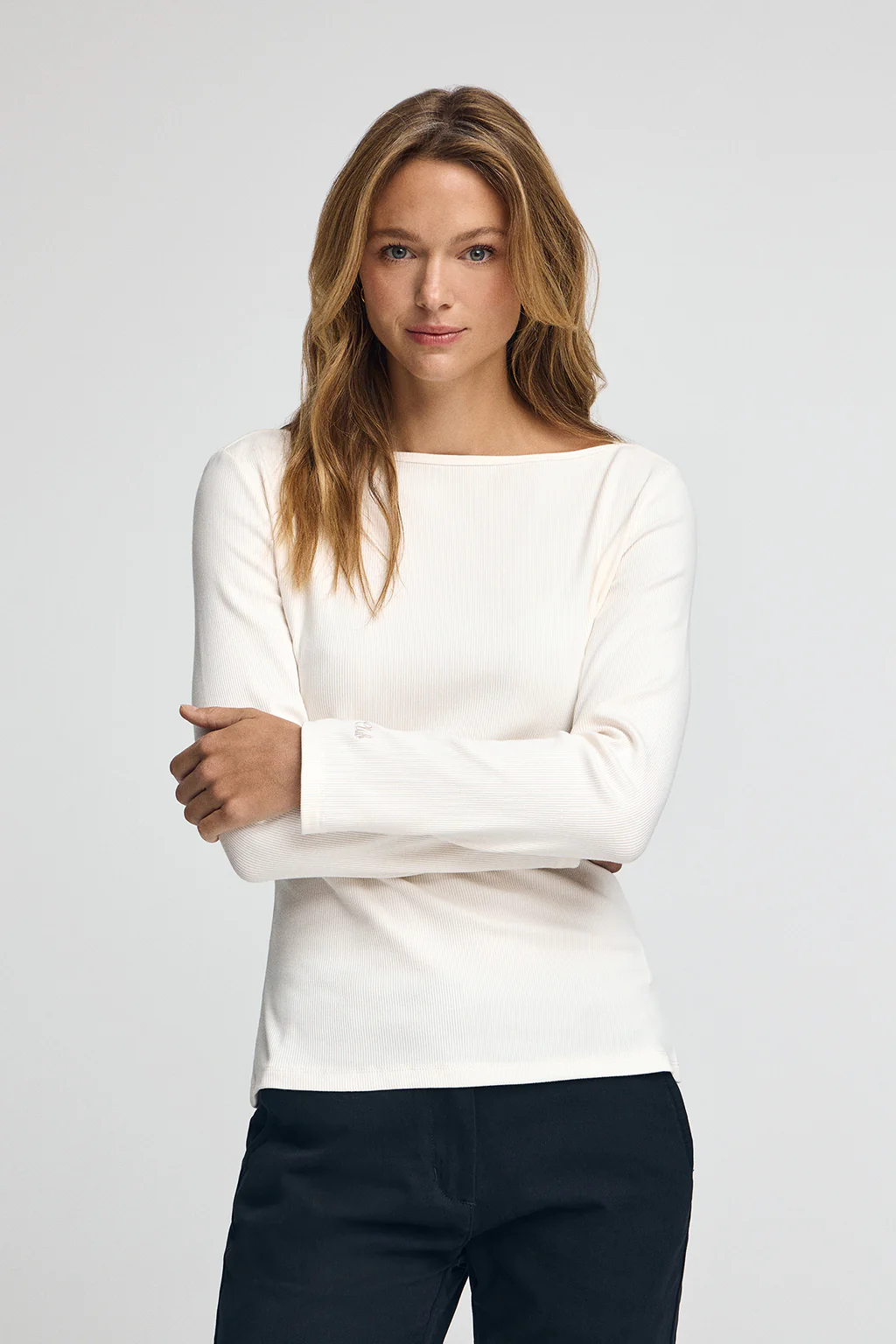 Nude long-sleeve boat-neck T-shirt Polo Club - Image 2