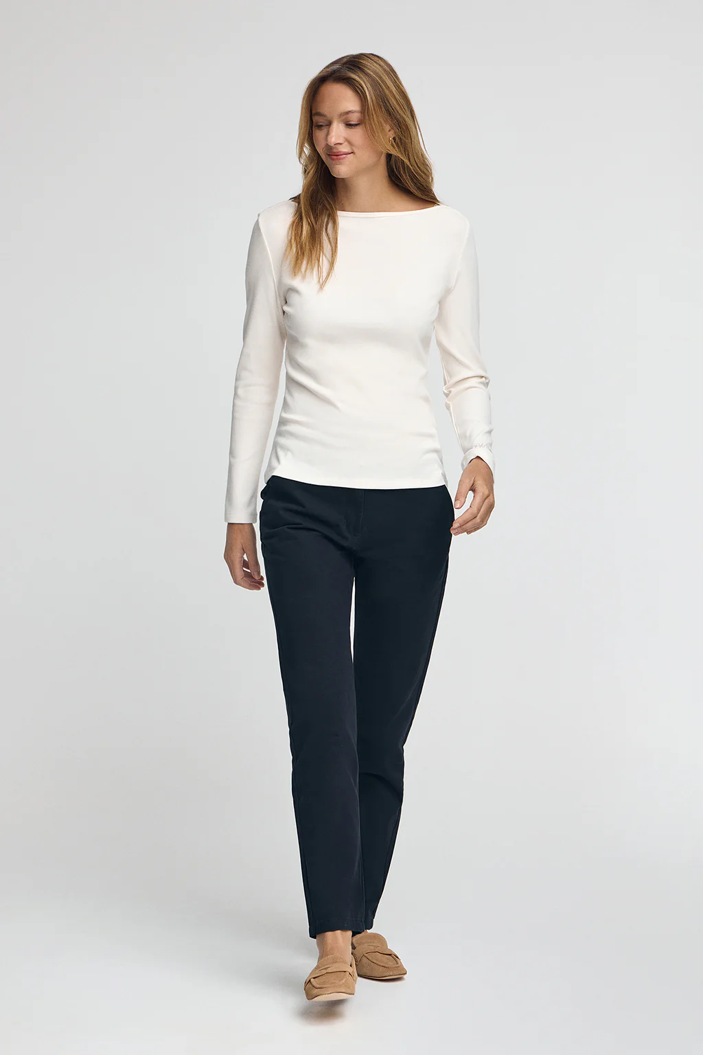 Nude long-sleeve boat-neck T-shirt Polo Club - Image 4
