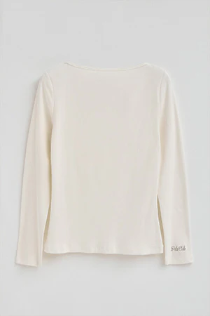 Nude long-sleeve boat-neck T-shirt Polo Club - Image 8