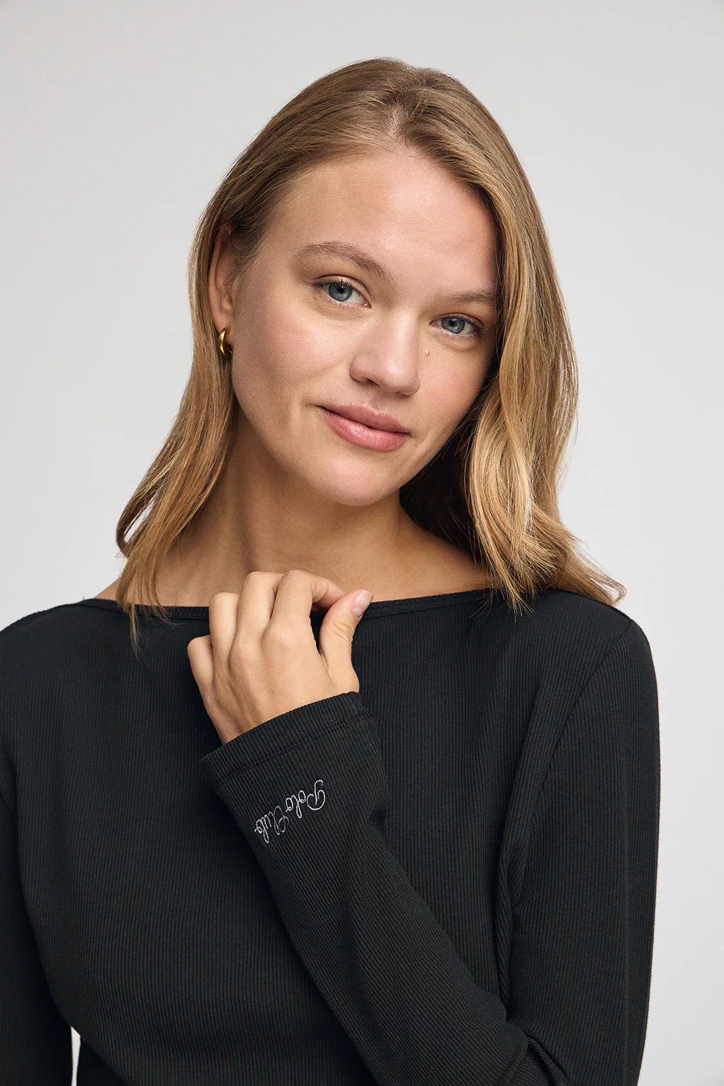 Black long-sleeve boat-neck T-shirt Polo Club