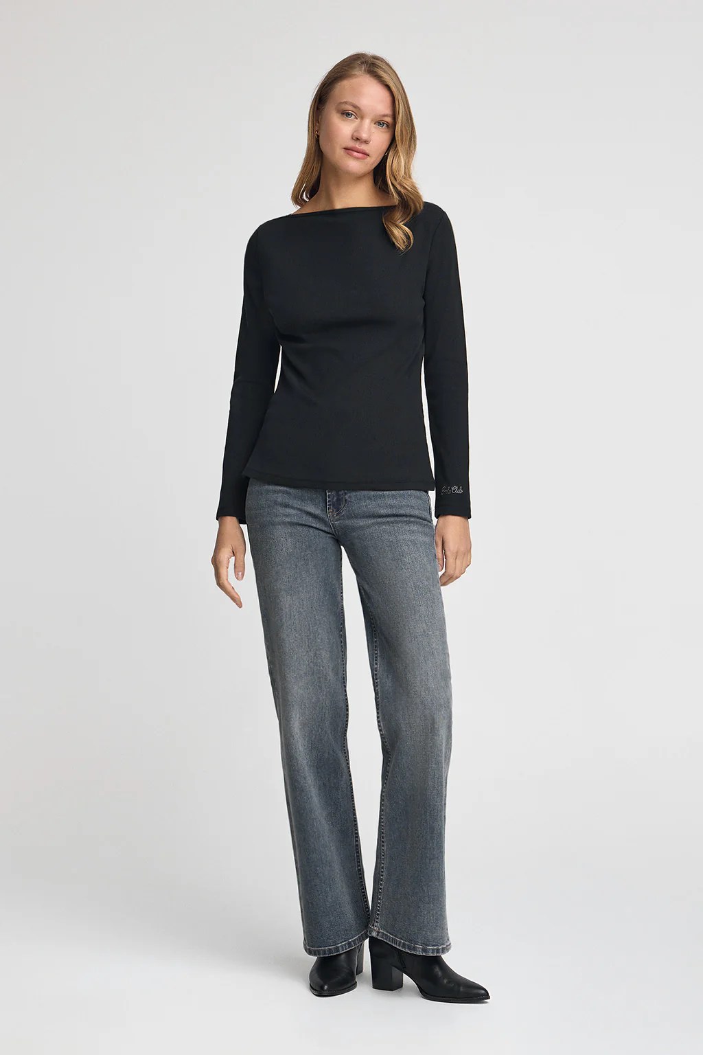 Black long-sleeve boat-neck T-shirt Polo Club - Image 4