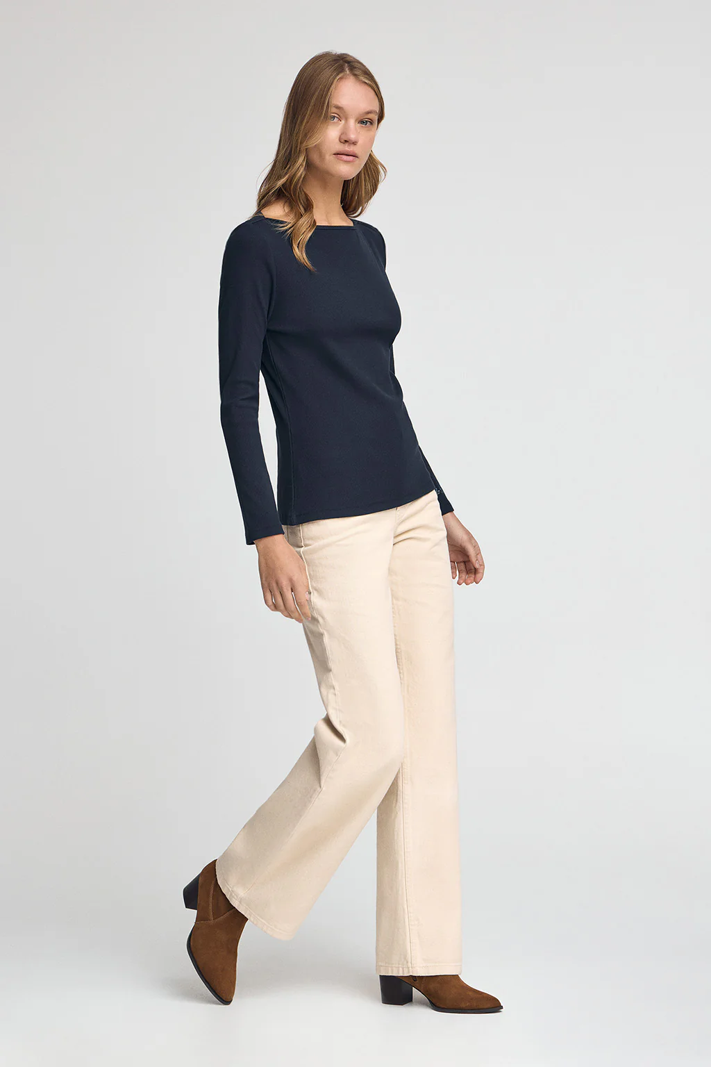 Navy-blue long-sleeve boat-neck T-shirt Polo Club - Image 4