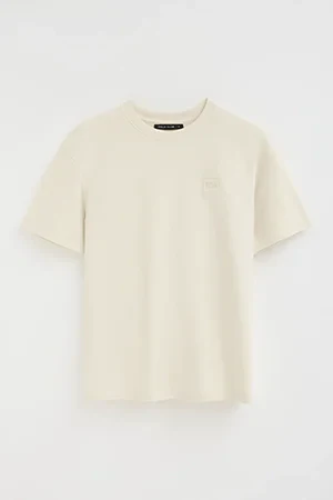 Nude micro-textured T-shirt with Polo Club patch - Image 11