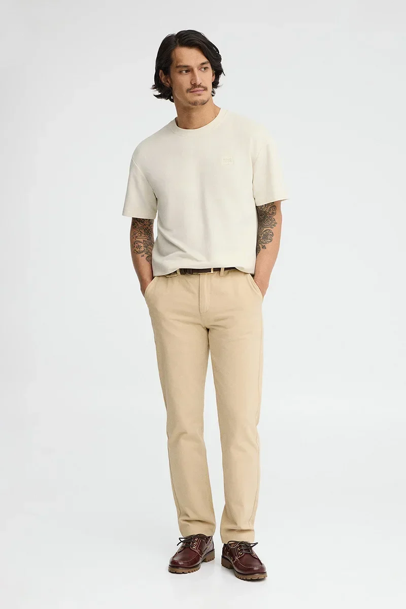 Nude micro-textured T-shirt with Polo Club patch - Image 3