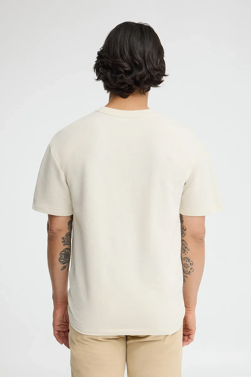 Nude micro-textured T-shirt with Polo Club patch - Image 6