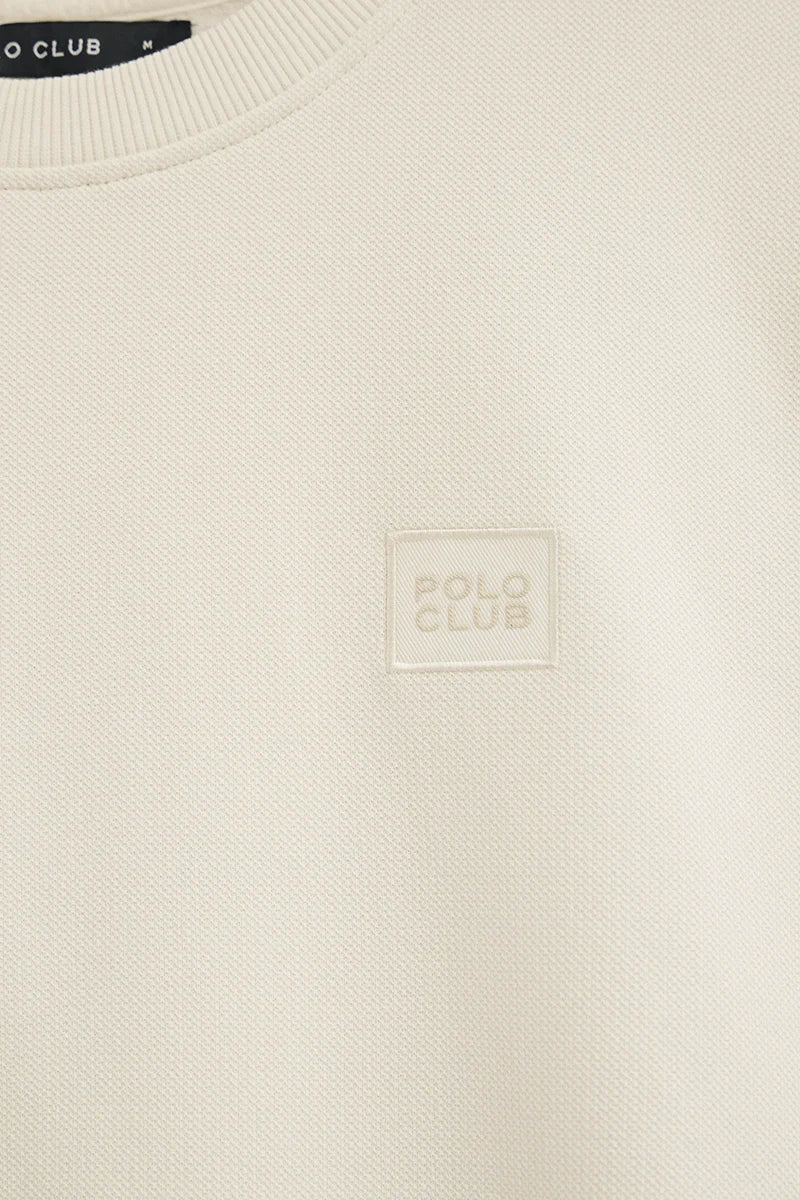 Nude micro-textured T-shirt with Polo Club patch - Image 8