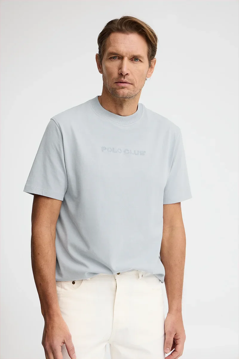 Light-blue loose-fit T-shirt with Polo Club embroidery - Image 2