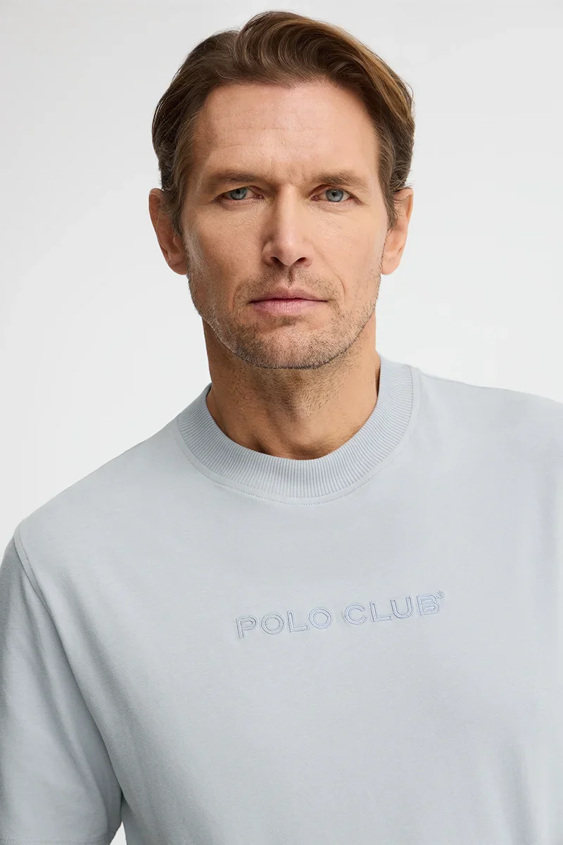 Light-blue loose-fit T-shirt with Polo Club embroidery - Image 3