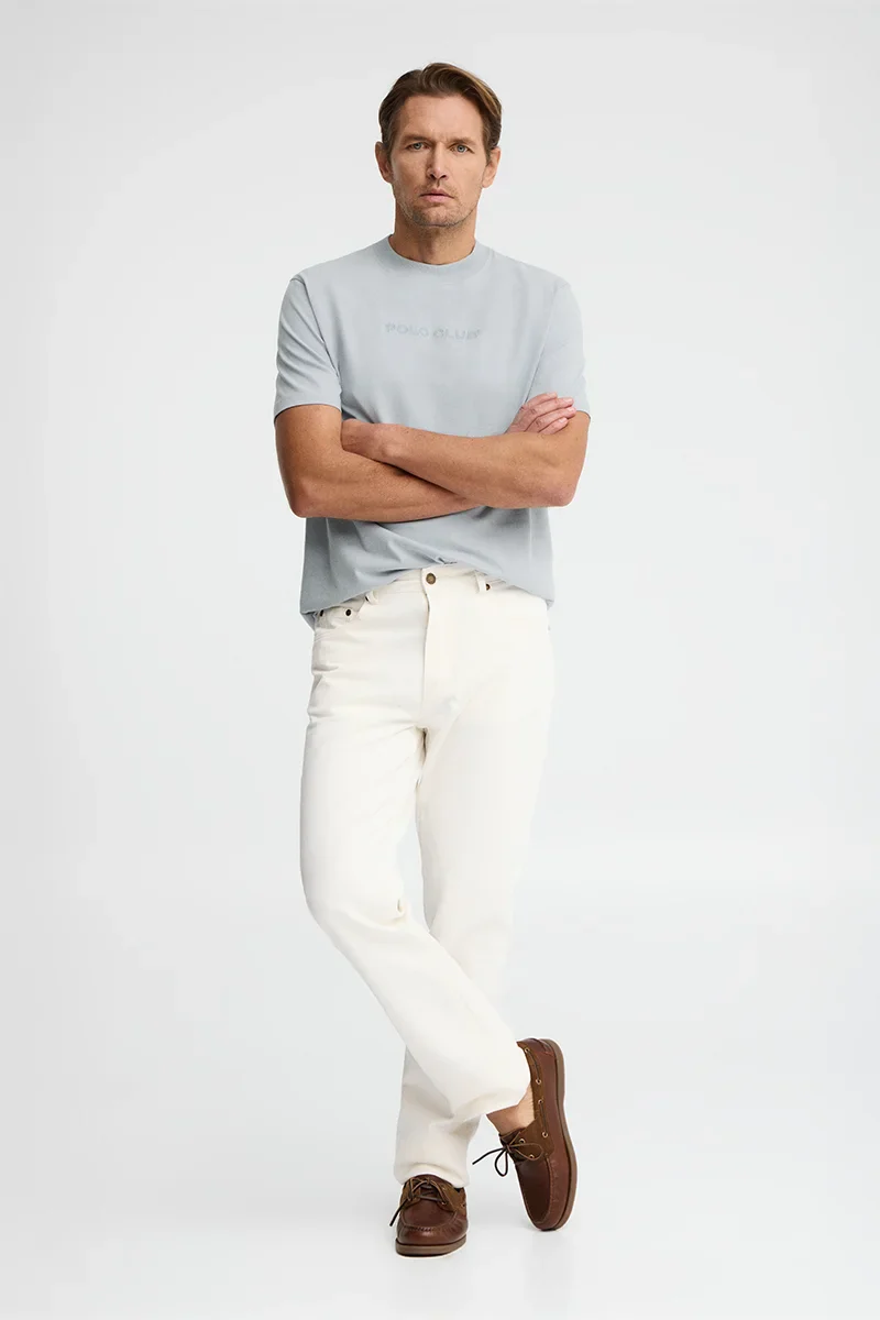 Light-blue loose-fit T-shirt with Polo Club embroidery - Image 4