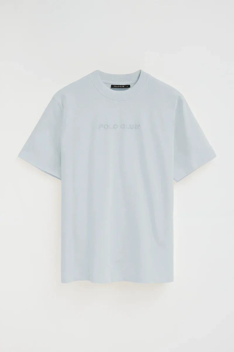 Light-blue loose-fit T-shirt with Polo Club embroidery - Image 6