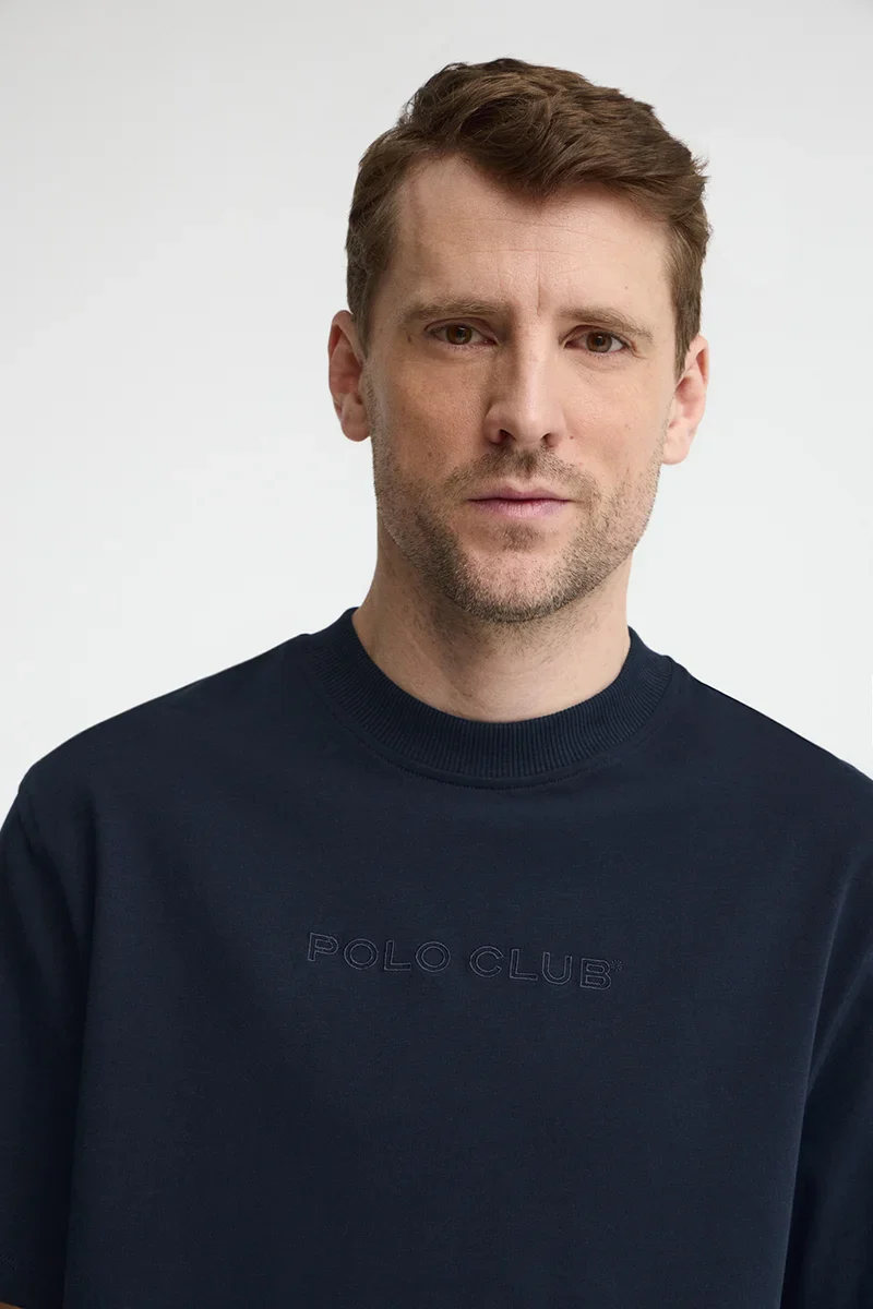 Navy-blue loose-fit T-shirt with Polo Club embroidery - Image 3