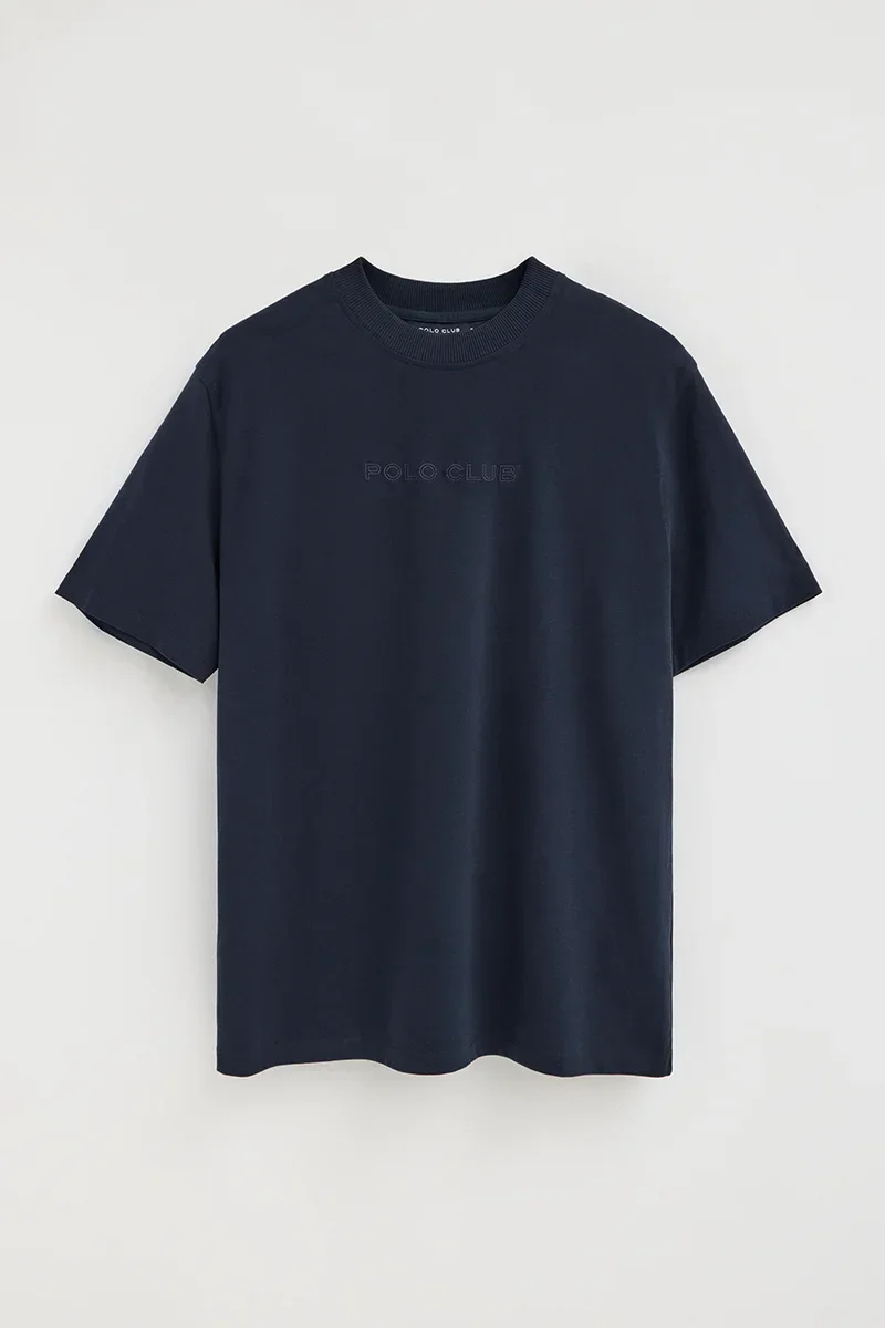 Navy-blue loose-fit T-shirt with Polo Club embroidery - Image 6
