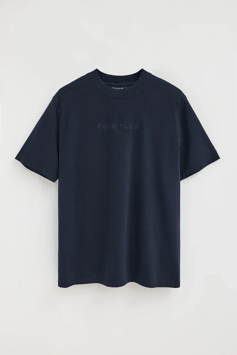 Navy-blue loose-fit T-shirt with Polo Club embroidery - Image 9
