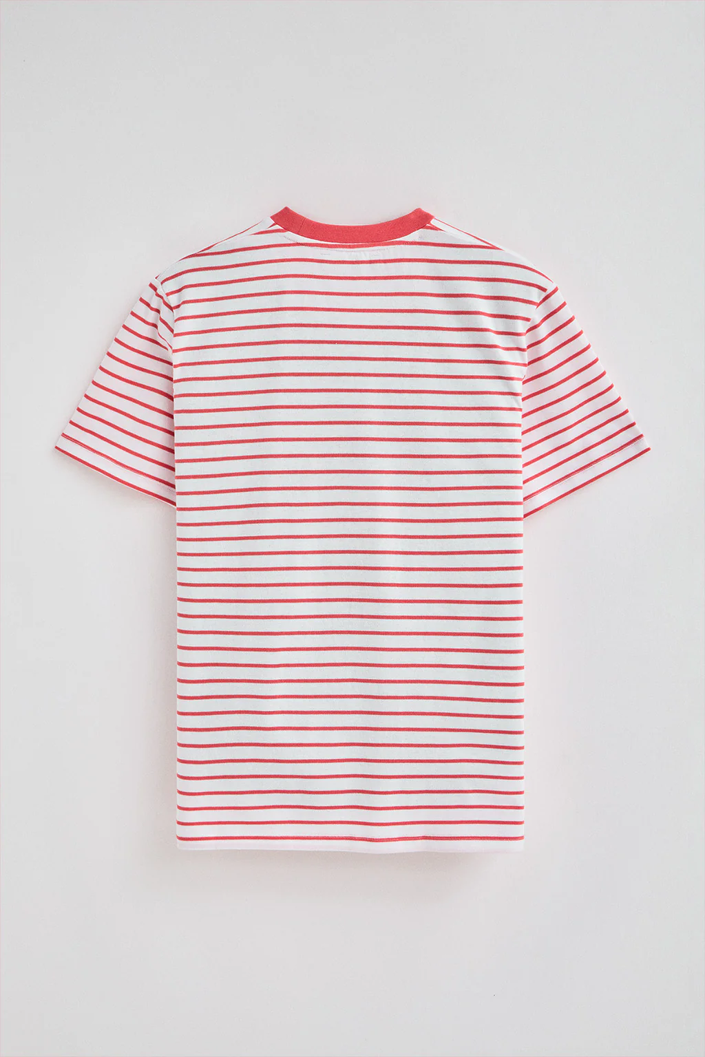 Coral and beige striped T-shirt with embroidered monogram - Image 6