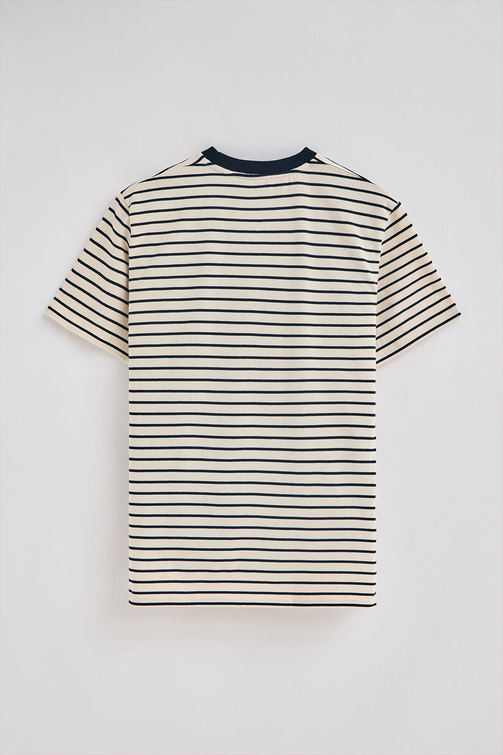 Navy-blue and beige striped T-shirt with embroidered monogram - Image 6